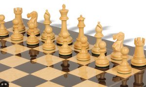 British Staunton Chess Set Ebony & Boxwood Pieces with Black & Ash Burl Board - 4 King