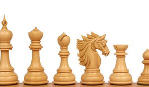 Bucephalus Staunton Chess Set in Padauk & Boxwood with Padauk & Bird's Eye Maple Molded Edge Board - 4.5 King