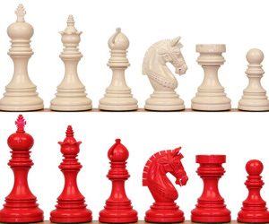 Chetak Staunton Chess Set with High Gloss Red & Ivory Pieces - 4.25 King