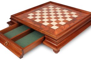 Classic Persian Staunton Solid Brass Chess with Elm Burl Chess Case