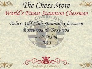 Deluxe Old Club Staunton Chess Set in Rosewood & Boxwood with Walnut Box - 3.75 King