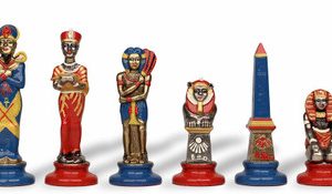 Egyptian Theme Hand Painted Metal Chess Set by Italfama