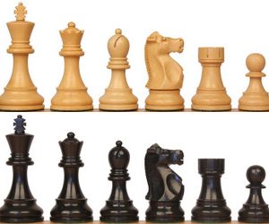 Fischer-Spassky Commemorative Chess Set with Ebony & Boxwood Pieces - 3.75 King