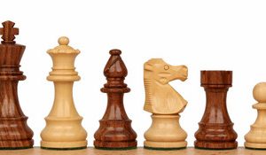 French Lardy Staunton Chess Set with Golden Rosewood & Boxwood Pieces - 3.25 King