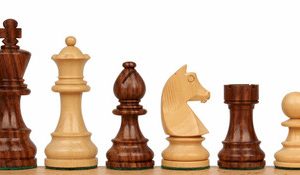 German Knight Staunton Chess Set with Golden Rosewood & Boxwood Pieces - 3.25 King