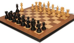 Hadrian Staunton Chess Set in Ebony & Boxwood with Walnut Molded Edge Chess Board