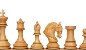 Hengroen Staunton Chess Set Ebony & Boxwood Pieces with Elm Burl Chess Board - 4.6 King