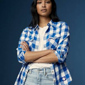 Levi's MLB Plaid Western Shirt Chambray - Women's M