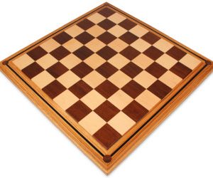 Mission Craft South American Walnut & Maple with Zebra Wood Frame Solid Wood Chess Board - 2.5 Squares