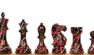 New Exclusive 2022 Special Edition Art Deco Series Chess Set with Black & Ash Burl Board - 4.125 King