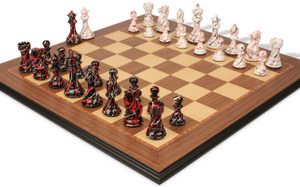 New Exclusive 2022 Special Edition Art Deco Series Chess Set with Walnut & Maple Molded Edge Board - 4.125 King
