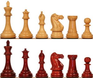 New Exclusive Staunton Chess Set with Padauk & Boxwood Pieces - 4 King