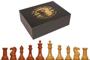 Professional Plastic Chess Set Wood Grain Pieces with Box - 4.125 King