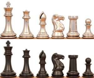 Professional Series Resin Chess Set with Black & Silver Pieces - 4.125 King