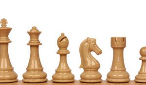 SpruceTek Black & Wood Grain Resin Chess Pieces with Deluxe Walnut Board - 4.25 King