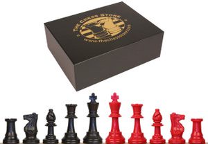 Standard Club Plastic Chess Set Black & Red Pieces with Box - 3.75 King