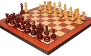 Tencendur Staunton Chess Set Padauk & Boxwood Pieces with Padauk Molded Board - 4.4 King