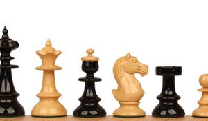 Vienna Coffee House Series Chess Set Black & Boxwood Lacquered Pieces - 4 King