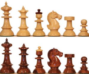 Vienna Coffee House Series Chess Set Golden Rosewood & Boxwood Lacquered Pieces - 4 King