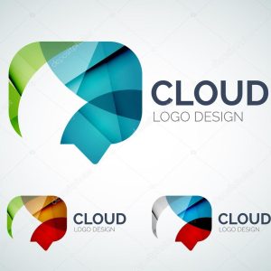 Chat cloud logo design made of color pieces