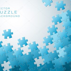 Vector background made from blue puzzle pieces