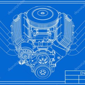 Hot rod V8 Engine drawing