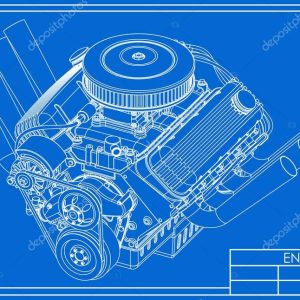 Hot rod V8 Engine drawing