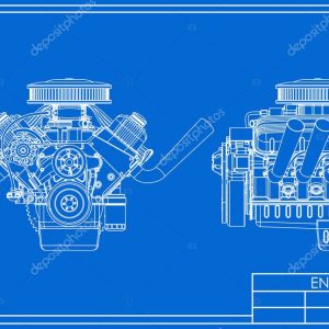 Hot rod V8 Engine drawing