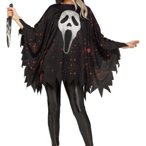 Women's Glitter Ghost Face Costume Poncho
