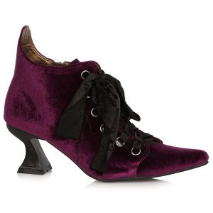Women's Purple Velvet Witch Booties