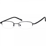 Zenni Classic Oval Prescription Glasses Half-Rim Black Frame Stainless Steel 452021