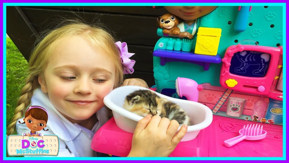 Baby Kitten Checkup Doc Mcstuffins Vet Clinic Center Real Life Cute Baby Kittens W/ Play Doh Girl