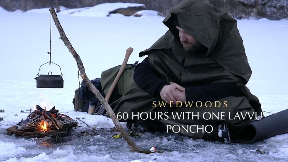 60 h Winter Bushcraft – A-Frame Bucksaw – One Lavvu Canvas Poncho – No Talking