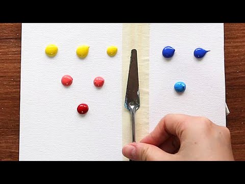 Satisfying Half Color Landscape Acrylic Painting on Canvas Step by Step #206