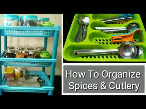 Small Kitchen Organization Ideas|How To Organize Spices & Cutlery In Non modular Kitchen|zetajj