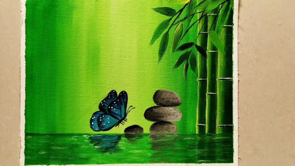 Step by Step Acrylic Painting on Canvas for Beginners/ Nature Scenery Painting/ Go Green Painting
