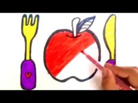 Apple cutlery drawing for kids