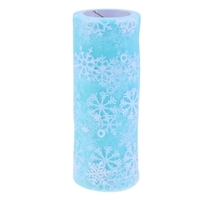 Tulle Roll with Snowflakes - Blue (15cm x 10 yards)
