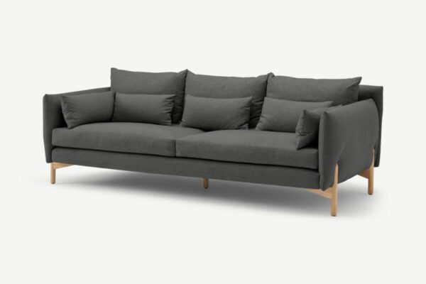 Amber 3-Sitzer Sofa, Stoff in Grau und Eiche - MADE.com
