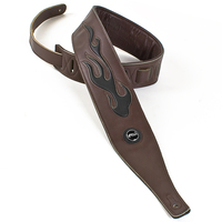 Brown Flame Graphic Leather Guitar Strap