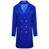 DOUBLE BREASTED LONGLINE JACKET - ROYAL BLUE - M/L