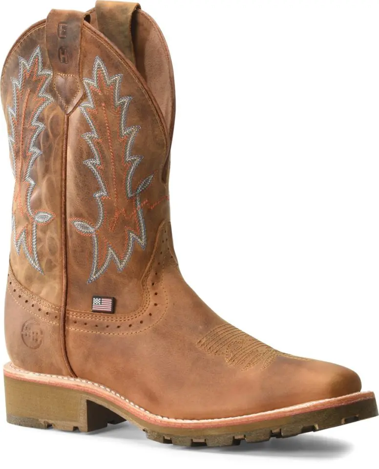 Double H Boot 11 inch Domestic Wide Square Toe Roper : Light Brown - Mens