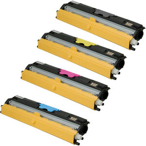 Konica-Minolta MagiColor-1600 Remanufactured Toner Cartridge Set 1 Black, 1 Cyan, 1 Magenta, 1 Yellow - 4 Pack