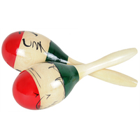 Natural Hand Painted Wooden Maracas - Large