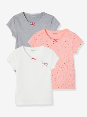 Pack of 3 Short-Sleeved Tops for Girls, Dream white