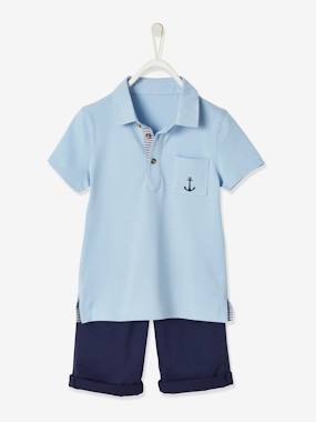 Polo Shirt & Bermuda Shorts Outfit for Boys dark blue