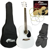 Tiger ACG2-WH Full-size Acoustic Steel-string Guitar Pack for