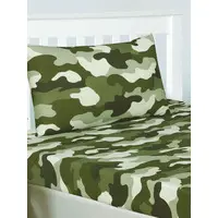 Army Camouflage Single Fitted Sheet and Pillowcase Set