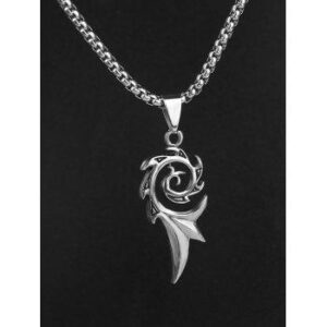 Chain Carved Flame Pendant Necklace