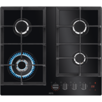 AEG HKB64450NB FLAMELIGHT GAS ON GLASS HOB 60 CM * * STOCK ARRIVING EARLY JUNE * *